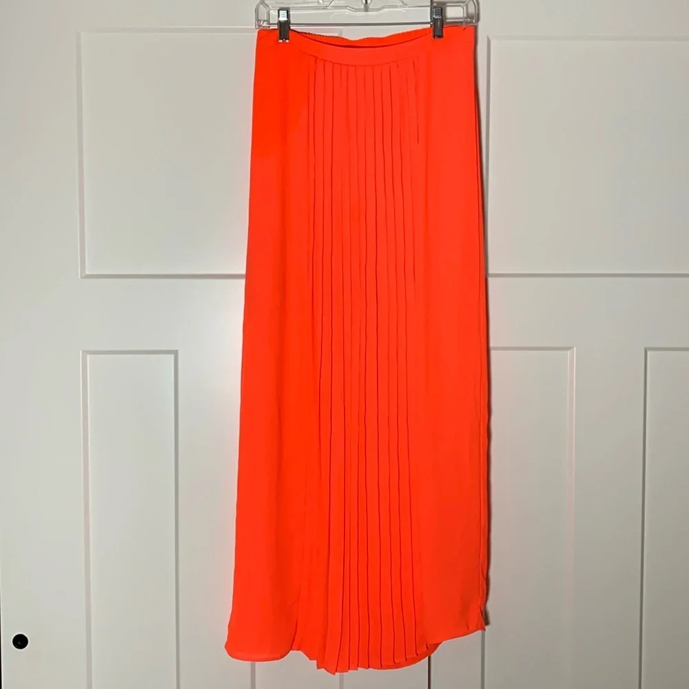 {Skies Are Blue} Neon Orange Maxi Skirt - Picture 1 of 4
